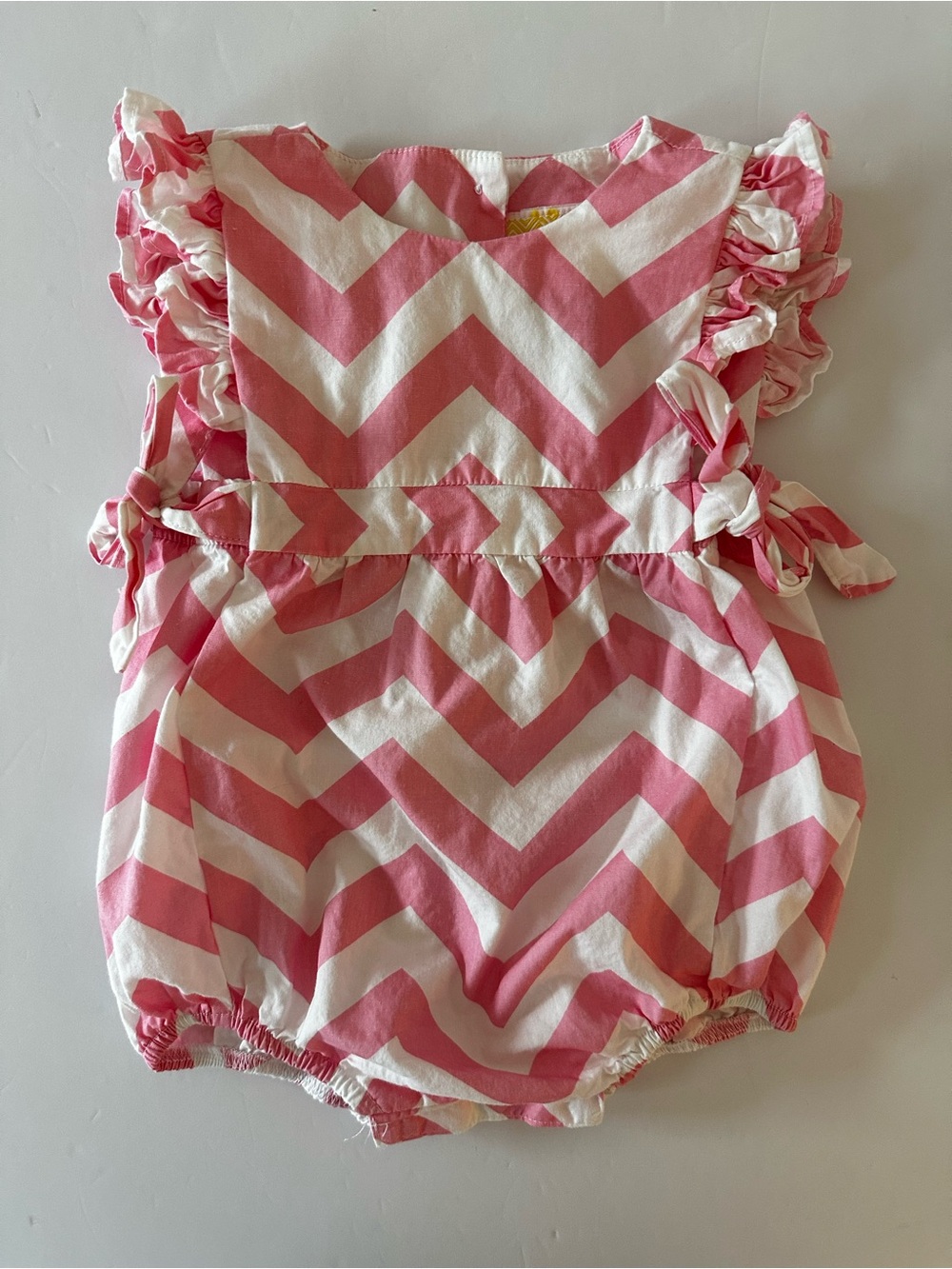 Southern Sunshine Kids Pink White Chevron Bubble, 3 Months